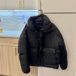 Zara Charcoal Men Quilted Outerwear